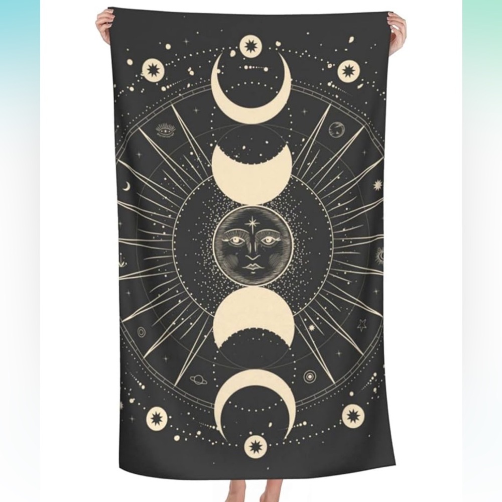 Mystic Celestial Moon Phase Beach Towel